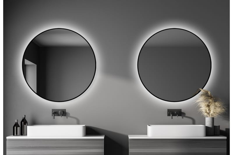 Spegel Mosstorp 100 cm - Svart - Badrumsspegel med belysning - Spegel - Badrumsspegel