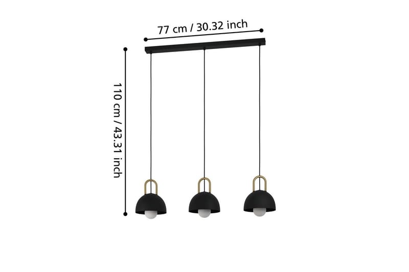 Takpendel Eglo Calmanera med 3 Lampor Svart, Mässing - Svart/Mässing - Belysning - Lampor & belysning inomhus - Fönsterlampa