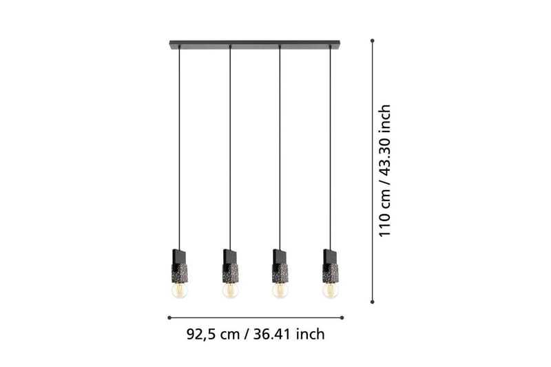 Takpendel Eglo Lobatia med 4 Lampor - Svart/Grå/Vit - Belysning - Lampor & belysning inomhus - Fönsterlampa