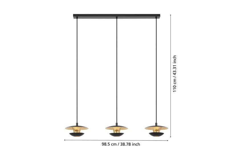 Takpendel Eglo Nuvano 3 Lampor - Svart/Guld - Belysning - Lampor & belysning inomhus - Fönsterlampa