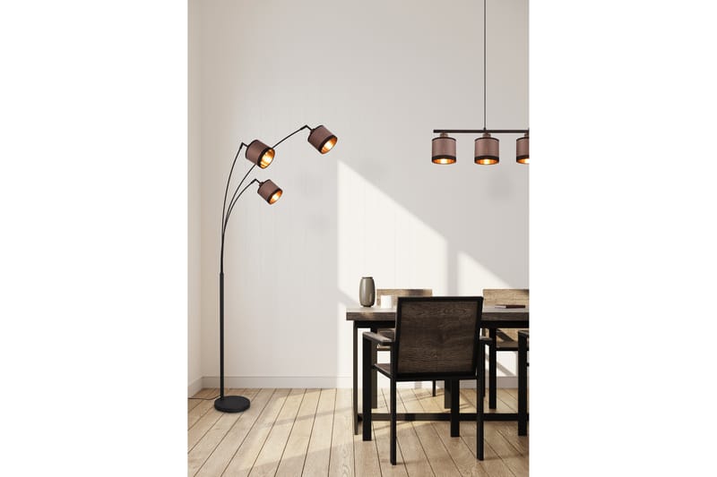 Trio Lighting Davos golvlampa 3L E14 mattsvart/ greige - Belysning - Lampor & belysning inomhus - Golvlampa