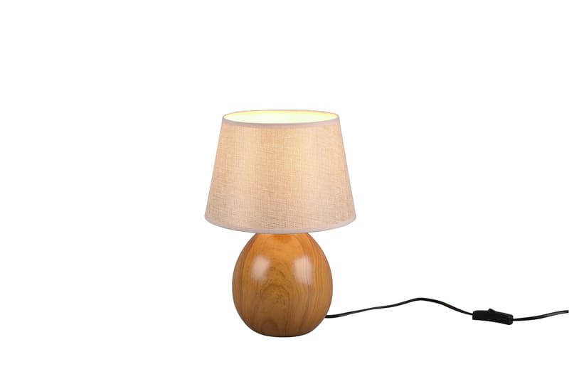Trio Lighting Luxor bordslampa 35cm E27 beige/ trä - Bordslampa - Fönsterlampa på fot - Hall lampa - Sängbordslampa - Fönsterlampa