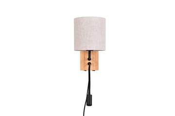 Nilam vägglampa med läslampa 18 cm LED + E27 trä - Trä/Beige - Belysning - Lampor & belysning inomhus - Sovrumslampa - Sänglampa - Sänglampa vägg