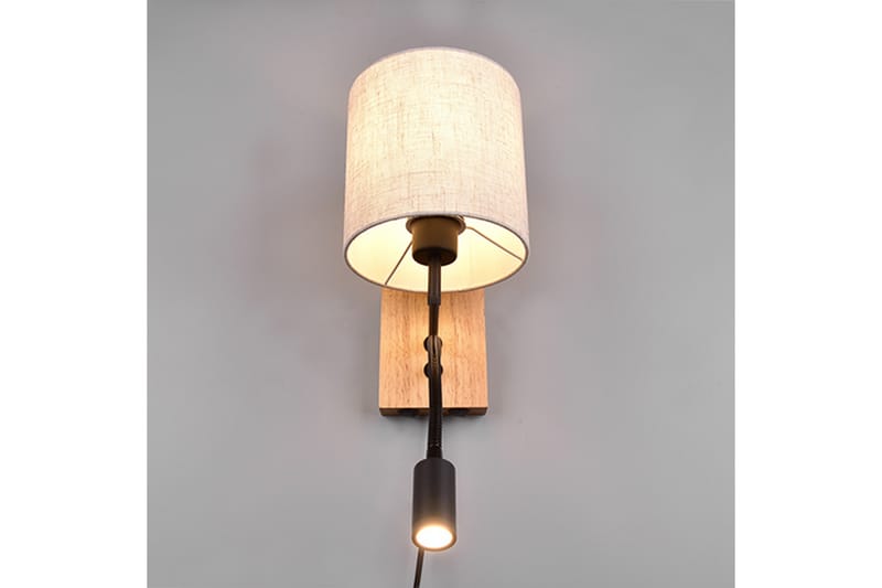 Nilam vägglampa med läslampa 18 cm LED + E27 trä - Trä/Beige - Belysning - Lampor & belysning inomhus - Sovrumslampa - Sänglampa - Sänglampa vägg