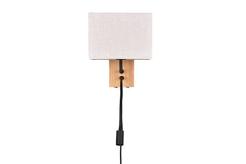 Nilam vägglampa med läslampa 25 cm LED + E27 trä - Trä/Beige - Belysning - Lampor & belysning inomhus - Sovrumslampa - Sänglampa - Sänglampa vägg