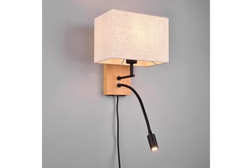 Nilam vägglampa med läslampa 25 cm LED + E27 trä - Trä/Beige - Belysning - Lampor & belysning inomhus - Sovrumslampa - Sänglampa - Sänglampa vägg