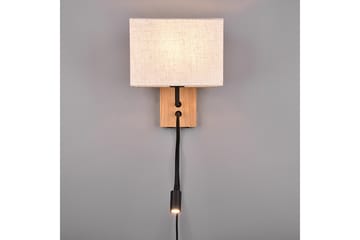 Nilam vägglampa med läslampa 25 cm LED + E27 trä - Trä/Beige - Belysning - Lampor & belysning inomhus - Sovrumslampa - Sänglampa - Sänglampa vägg