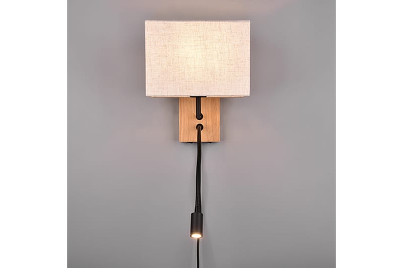 Nilam vägglampa med läslampa 25 cm LED + E27 trä - Trä/Beige - Belysning - Lampor & belysning inomhus - Sovrumslampa - Sänglampa - Sänglampa vägg