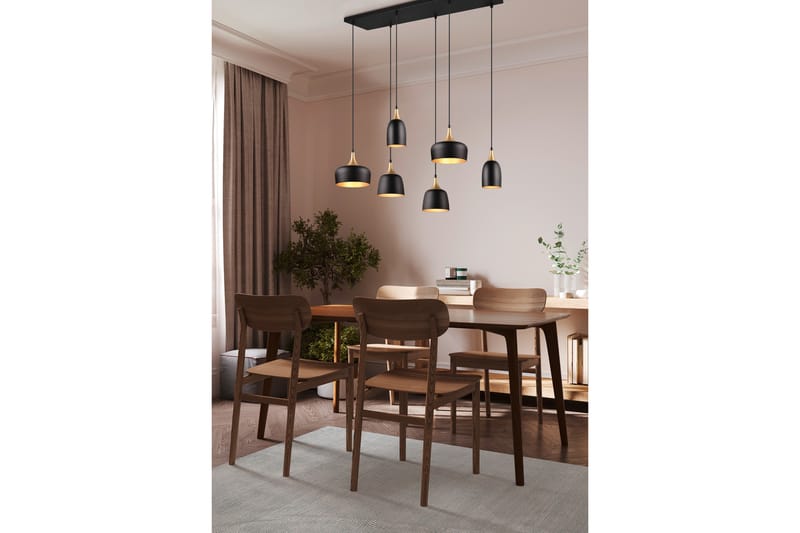 Trio Lighting Chiraz taklampa 6L E27 mattsvart/ mattmässing - Belysning - Lampor & belysning inomhus - Sovrumslampa - Taklampa sovrum