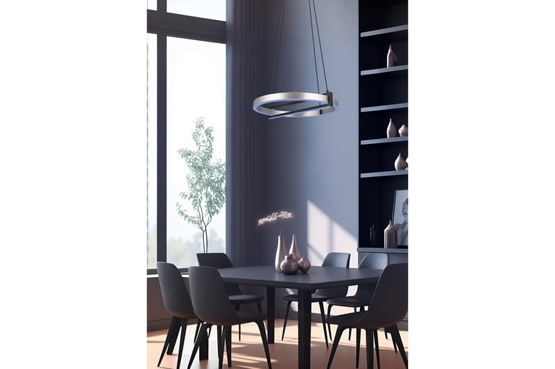 Trio Lighting WiZ Thompson LED taklampa 55 cm borstad aluminium RGB - Taklampa sovrum - Kökslampa & taklampa kök - Hall lampa - Fönsterlampa - Pendellampa & hänglampa - Taklampa vardagsrum - Fönsterlampa hängande - Taklampa & takbelysning