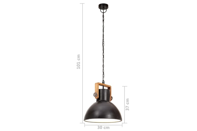 Hänglampa industriell 25 W svart rund 30 cm E27 - Svart - Belysning - Lampor & belysning inomhus - Taklampa & takbelysning - Kökslampa & taklampa kök