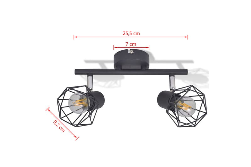 Taklampa industri-design spotlights med 2 LED-glödlampor sva - Svart - Belysning - Lampor & belysning inomhus - Taklampa & takbelysning - Pendellampa & hänglampa