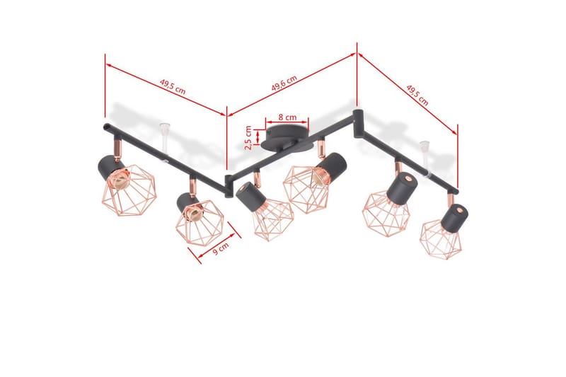 Taklampa med 6 spotlights E14 svart och koppar - Svart - Belysning - Lampor & belysning inomhus - Taklampa & takbelysning - Pendellampa & hänglampa