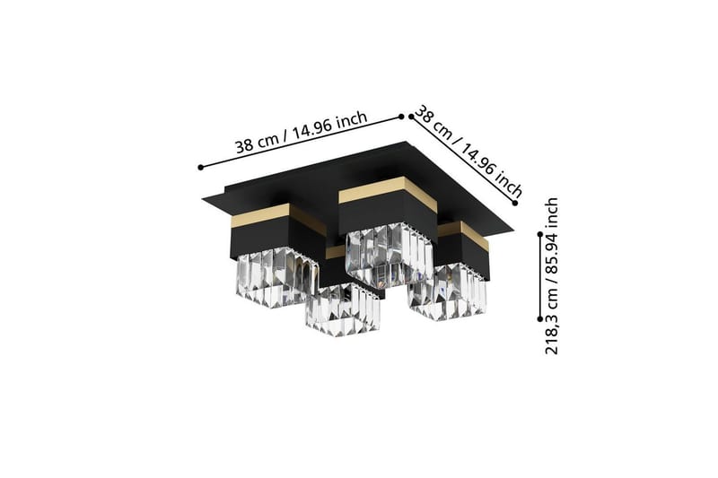 Taklampa Eglo Barrancas - Svart/Guld - Belysning - Lampor & belysning inomhus - Taklampa & takbelysning - Kristallkrona & takkrona