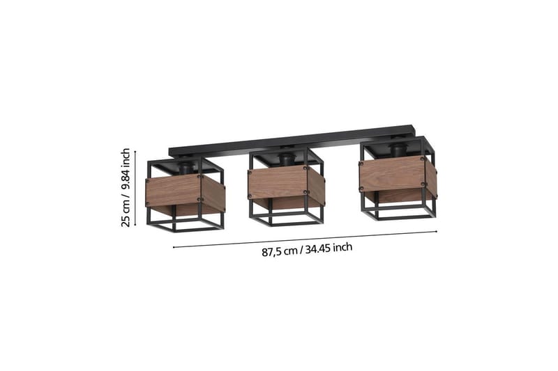 Taklampa Eglo Evesham - Svart/Brun - Belysning - Lampor & belysning inomhus - Taklampa & takbelysning - Takplafond
