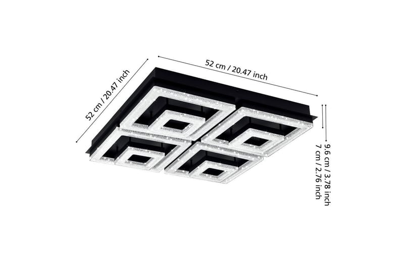 Taklampa Eglo Fradelo 1 520x520 mm - Svart - Belysning - Lampor & belysning inomhus - Taklampa & takbelysning - Takplafond