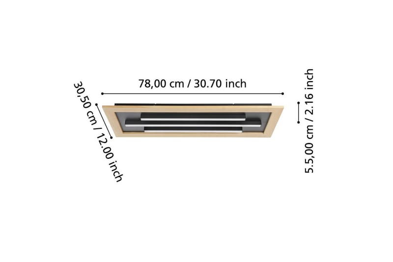 Taklampa Eglo Tirrenara 780x305 mm - Svart/Brun - Belysning - Lampor & belysning inomhus - Taklampa & takbelysning - Takplafond