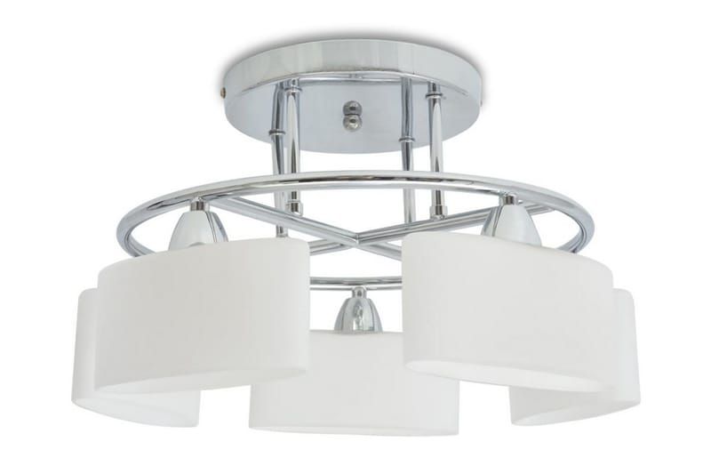Taklampa med ovala glasskärmar för 5 E14-lampor 200 W - Vit - Kökslampa & taklampa kök - Fönsterlampa - Taklampa sovrum - Pendellampa & hänglampa - Hall lampa - Taklampa vardagsrum - Fönsterlampa hängande - Taklampa & takbelysning