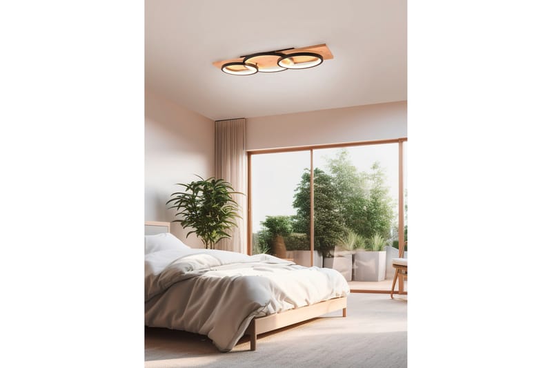 Trio Lighting Barca LED plafond 3L mattsvart/ trä - Belysning - Lampor & belysning inomhus - Taklampa & takbelysning - Takplafond