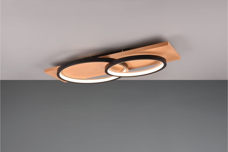 Trio Lighting Barca LED plafond 2L mattsvart/ trä - Belysning - Lampor & belysning inomhus - Taklampa & takbelysning - Takplafond