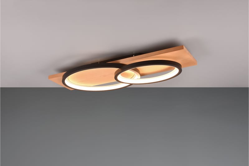 Trio Lighting Barca LED plafond 2L mattsvart/ trä - Belysning - Lampor & belysning inomhus - Taklampa & takbelysning - Takplafond