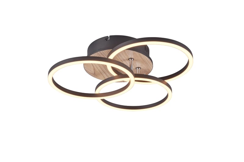 Trio Lighting Circle LED taklampa mattsvart/ trä - Belysning - Lampor & belysning inomhus - Taklampa & takbelysning - Takplafond