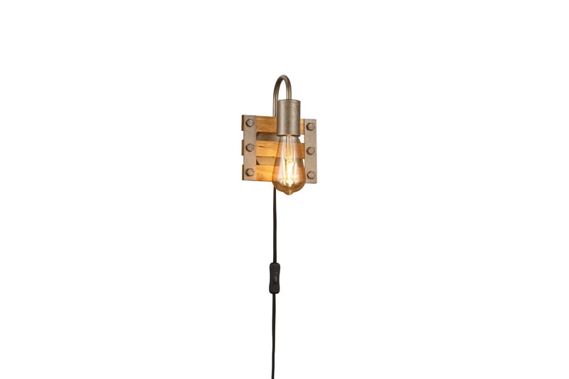 Trio Lighting Khan vägglampa 15 cm E27 antikstål/ trä - TRIO - Vägglampa