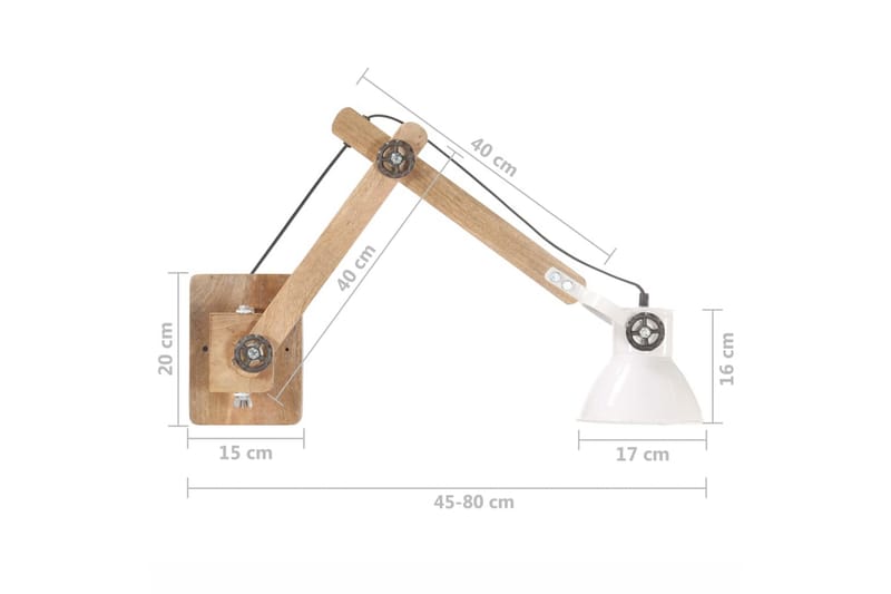 Vägglampa industriell stil vit rund E27 - Vit - Belysning - Lampor & belysning inomhus - Vägglampa - Väggarmatur