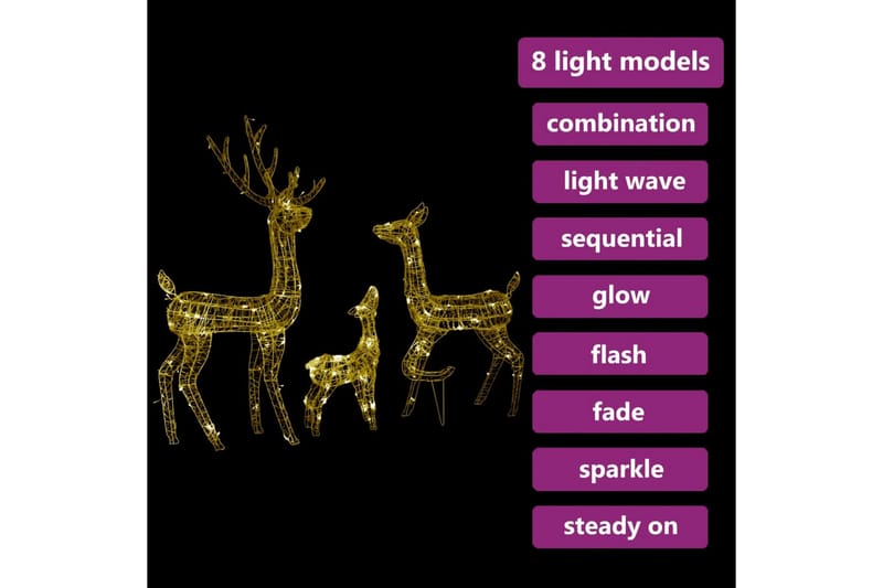 Juldekoration renfamilj akryl 300 LED varmvit - Vit - Belysning - Julbelysning - Julbelysning utomhus