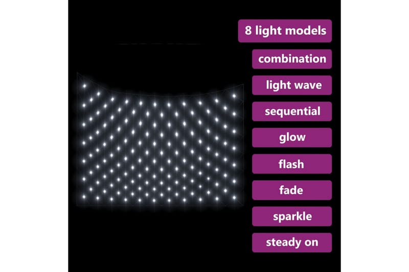 Ljusnät kallvit 3x2 m 204 LED inne/ute - be Basic - Julbelysning utomhus