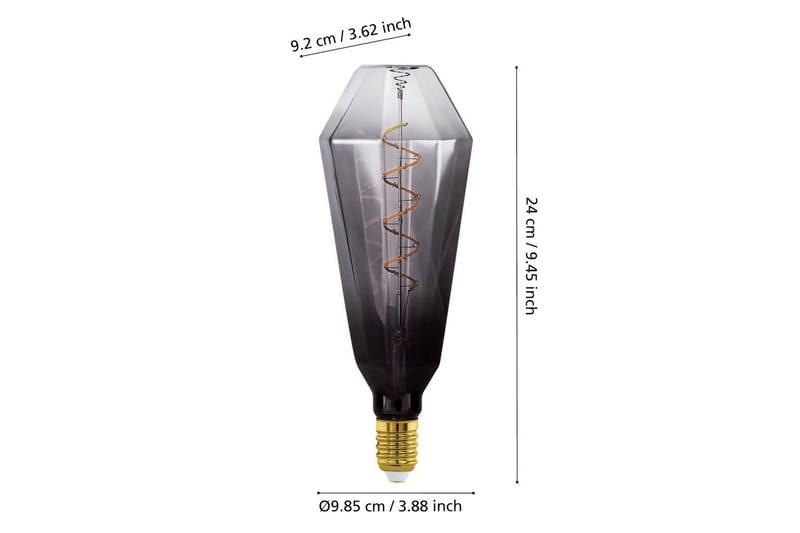 Ljuskälla Eglo LM-E27-LED T100 4W Svart-Transparent Grå - Grå - Belysning - Dekorationsbelysning