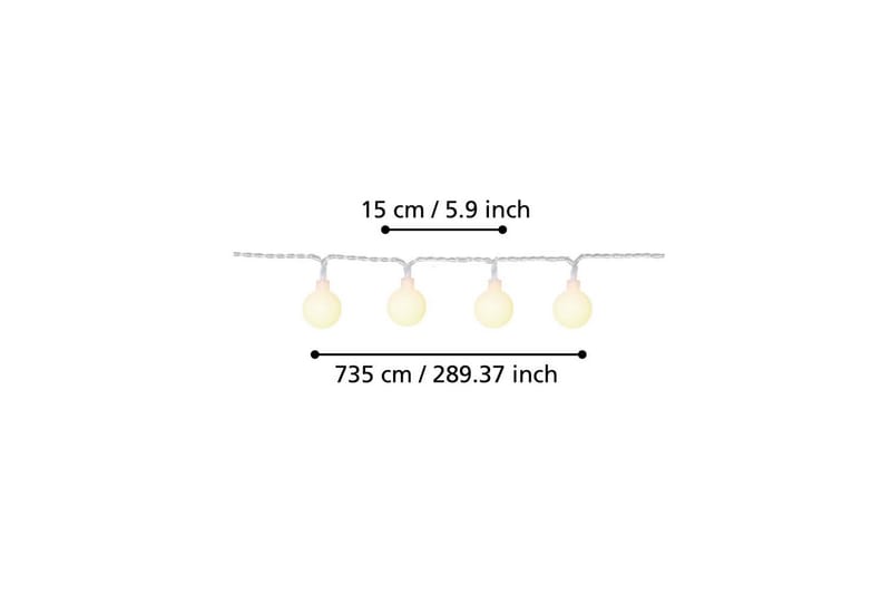 Ljusslinga Utebelysning Eglo Libisa 735 cm - Vit - Belysning - Glödlampor & ljuskällor - LED belysning - LED slinga