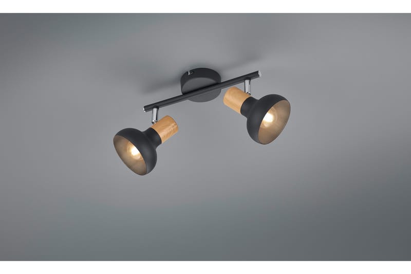 Trio Lighting Latika spotlight 2L E14 mattsvart/ trä - Belysning - Spotlights & downlights - Downlight 230v