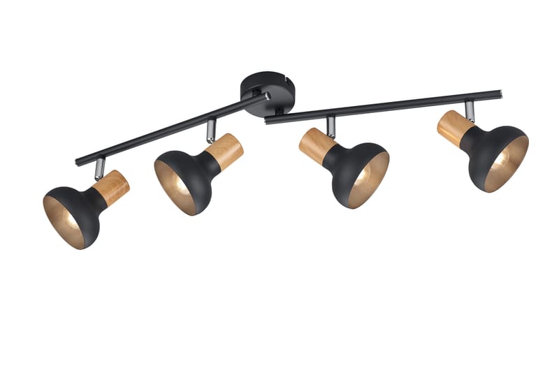 Trio Lighting Latika spotlight 4L E14 mattsvart/ trä - Belysning - Spotlights & downlights - Downlight 230v