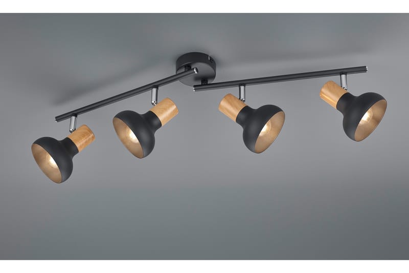 Trio Lighting Latika spotlight 4L E14 mattsvart/ trä - Belysning - Spotlights & downlights - Downlight 230v