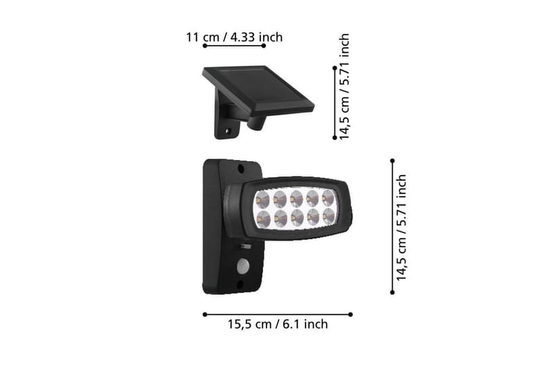 Väggstrålkastare Utebelysning Eglo Palizzi med Sensor - Svart - Belysning - Spotlights & downlights - Spotlight utomhus