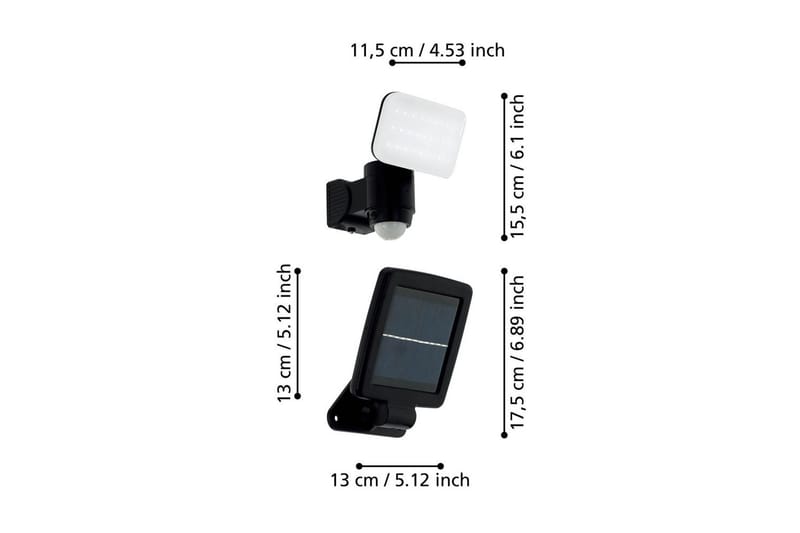 Väggstrålkastare Utebelysning Eglo Casabas med Sensor Svart - Svart/Vit - Belysning - Utelampor & utomhusbelysning - Solcellsbelysning