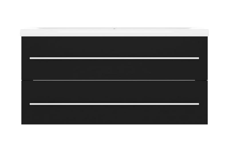 Badrumsskåp med inbyggt handfat svart spånskiva - Svart - Förvaring - Badrumsförvaring - Tvättställsskåp & kommod