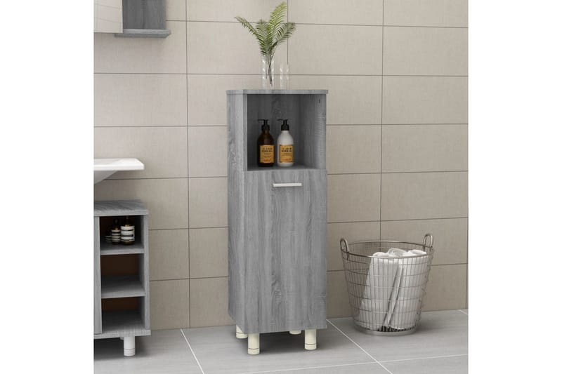 beBasic Badrumsskåp grå sonoma 30x30x95 cm konstruerat trä - Grey - Förvaring - Badrumsförvaring - Badrumsskåp