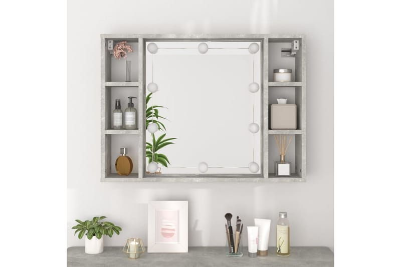 beBasic Spegelskåp med LED betonggrå 76x15x55 cm - Grey - Spegelskåp