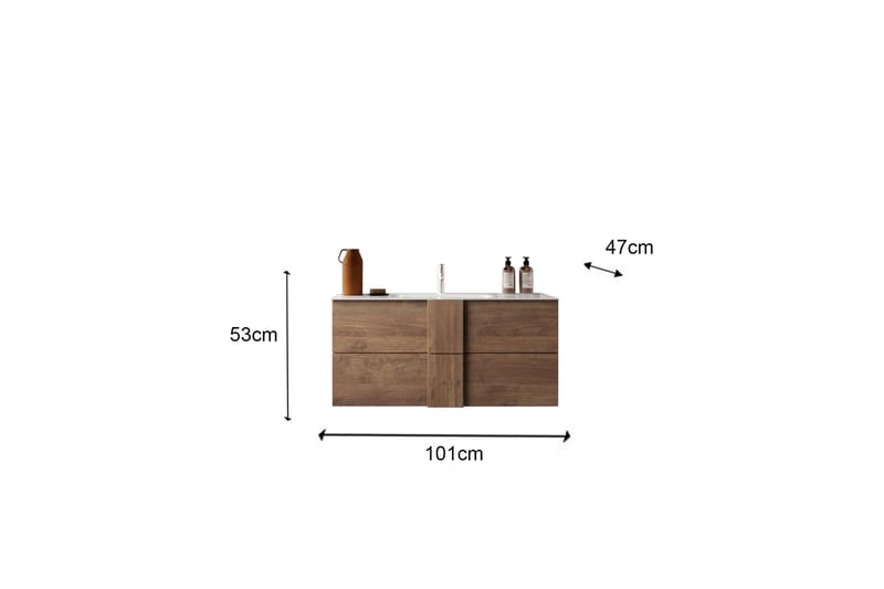 Helmund Tvättställsskåp 101x53 cm - Svart/Brun - Förvaring - Badrumsförvaring - Tvättställsskåp & kommod