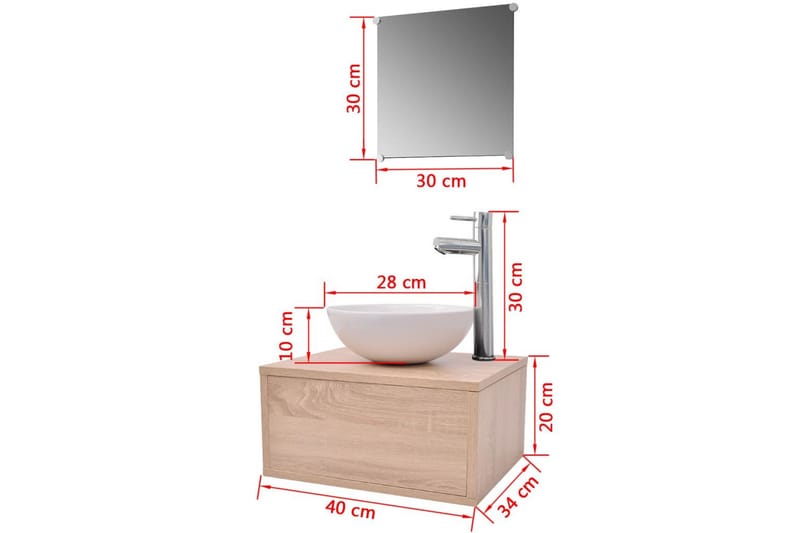 Badrumsmöbler med handfat och kran beige 4 delar - Beige - Förvaring - Badrumsförvaring - Kompletta möbelpaket badrum