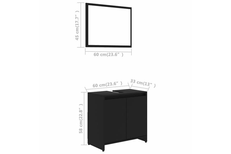 Badrumsmöbler set svart spånskiva - Svart - Förvaring - Badrumsförvaring - Kompletta möbelpaket badrum