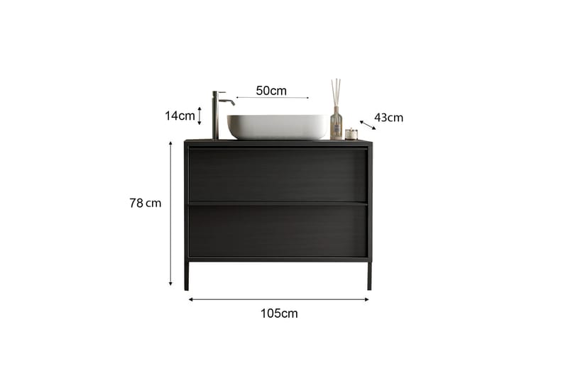 Parona Tvättställsskåp 105x78 cm - Svart - Förvaring - Badrumsförvaring - Tvättställsskåp & kommod