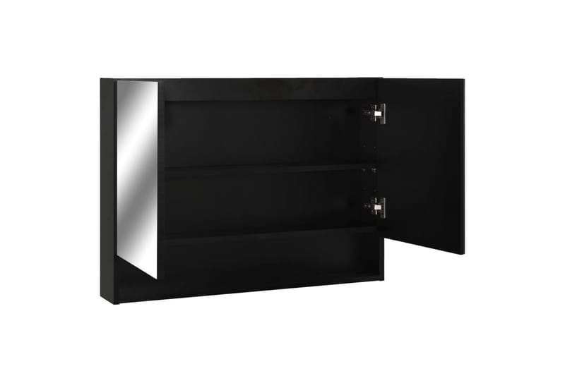 LED-Spegelskåp för badrum svart 80x15x60 cm MDF - Svart - Förvaring - Badrumsförvaring - Spegelskåp