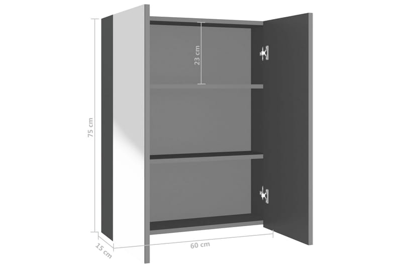 Spegelskåp för badrum antracit 60x15x75 cm MDF - Grå - Förvaring - Badrumsförvaring - Spegelskåp