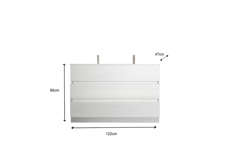 Start Tvättställsskåp 122x86 cm - Vit - Förvaring - Badrumsförvaring - Tvättställsskåp & kommod