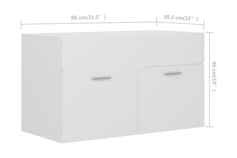 Tvättställsskåp vit 80x38,5x46 cm spånskiva - Vit - Förvaring - Badrumsförvaring - Tvättställsskåp & kommod