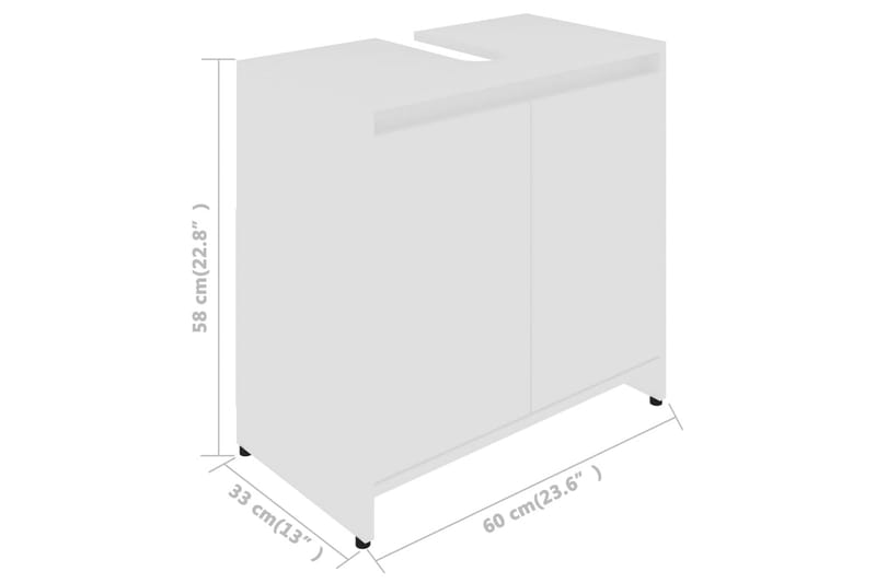 Badrumsskåp vit 60x33x61 cm spånskiva - Vit - Förvaring - Badrumsförvaring - Väggskåp & högskåp