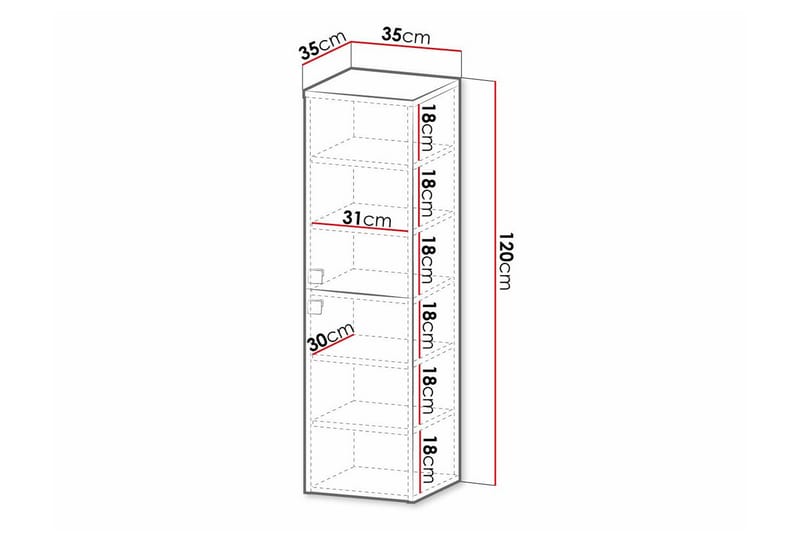 Högskåp Badrum Glenndale 120 cm - Grå - Förvaring - Badrumsförvaring - Väggskåp & högskåp